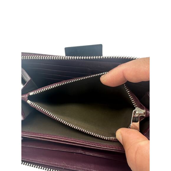 Christian Dior‎ Diorissimo Pattern Vingtage Continental Patton Burgundy Wallet - Picture 7 of 11